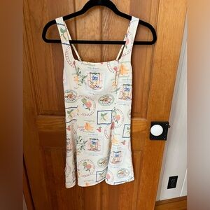 Linen-Blend Wide Strap Mini Dress